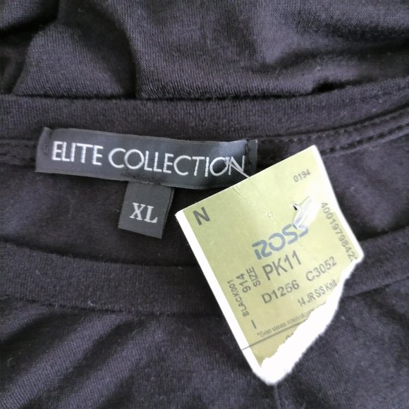 Elite Collection Womens Black Cap Sleeve Crew Neck Hi-Low Tunic T-Shirt Size XL - Picture 5 of 6